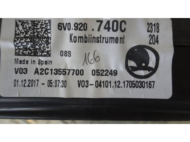 Панель приборов 6V0920740C   Skoda Fabia Mk3 (NJ)       