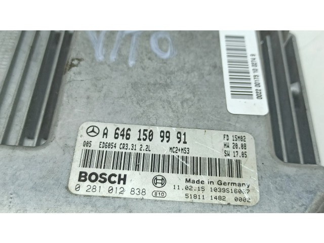 Řídící jednotka A6461509991, 0281012838 Mercedes-Benz Vito Viano W639 2007