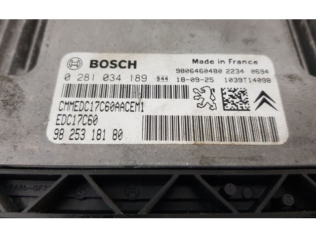 Блок управления двигателя 9806460480, 9806460480   Peugeot Partner III