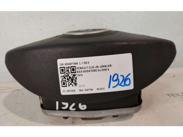 Подушка безопасности водителя 8200677496, 8200677496 Renault Clio III