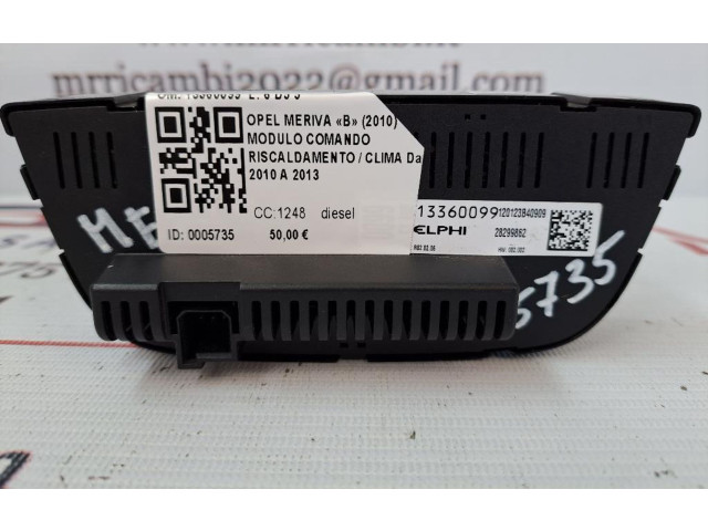 Блок управления климат-контролем 13360099, 13360099 Opel Meriva B