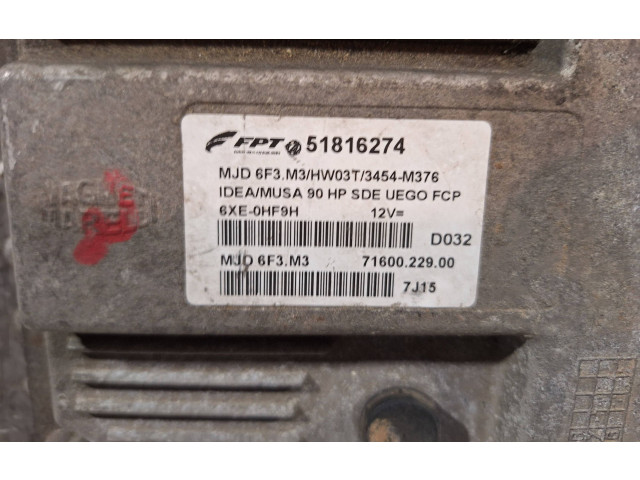 Блок управления двигателя S25053425, 51816274 Fiat Idea