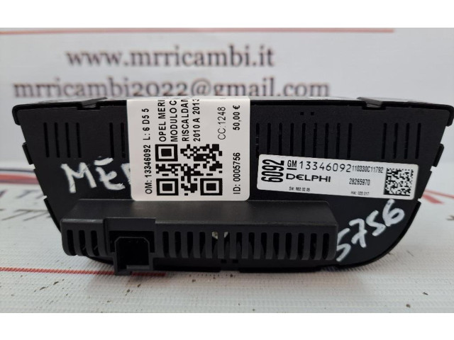 Блок управления климат-контролем 13346092, 13346092   Opel Meriva B