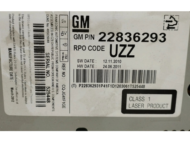 Блок управления HiFi audio 22836293 Opel Astra 2012