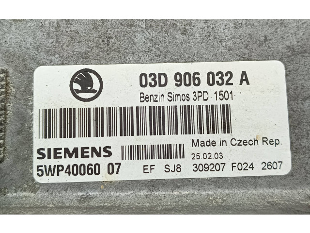 Блок управления двигателя 03D906032A, 3PD1501   Skoda Fabia Mk1 (6Y)
