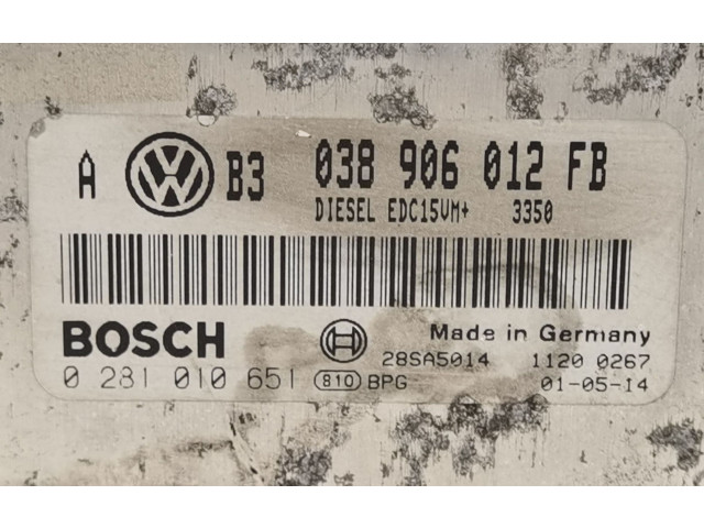 Блок управления двигателя 038906012FB, 0281010651 Volkswagen Golf SportWagen