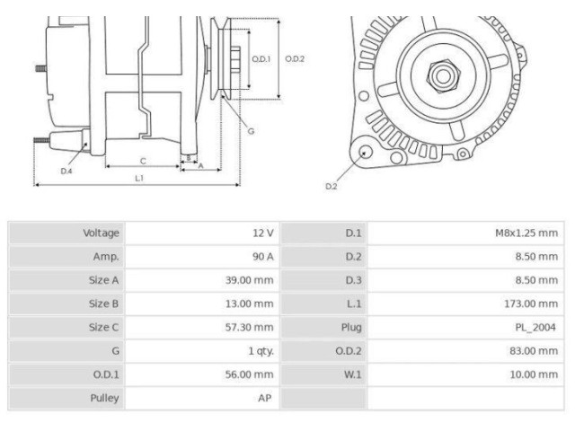 Генератор TA000A48401, 3EFFE Citroen Berlingo