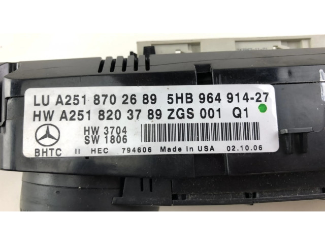 Блок управления климат-контролем A2519000001, A2518707289 Mercedes-Benz ML W164