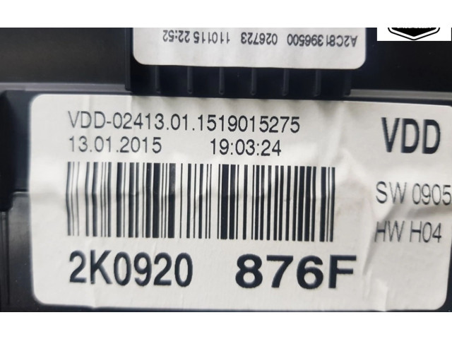 Přístrojová deska Volkswagen Caddy 2015 2K0920876F, 2K0920876F