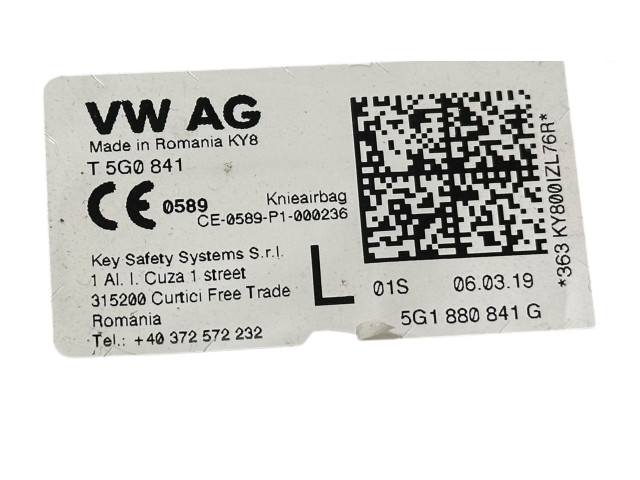 Подушка безопасности для колен 5G1880841G, T5G0841 Volkswagen e-Golf