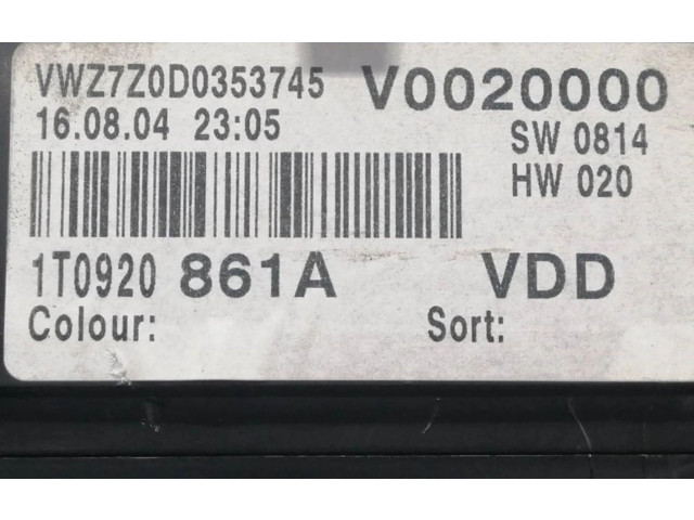 Панель приборов 1T0920861A   Volkswagen Touran I       