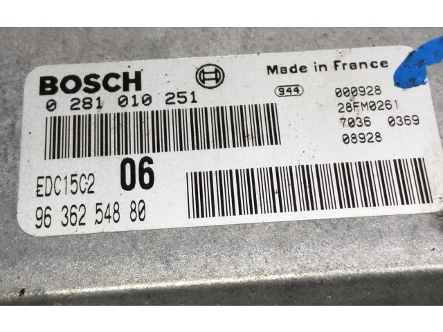 Блок управления двигателя 9636254880, 0281010251 Citroen Xantia