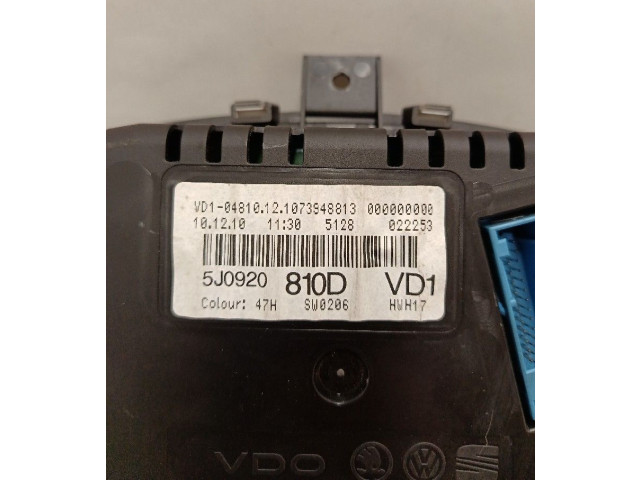 Панель приборов 5J0920810D, A2C53356352   Skoda Fabia Mk2 (5J)       
