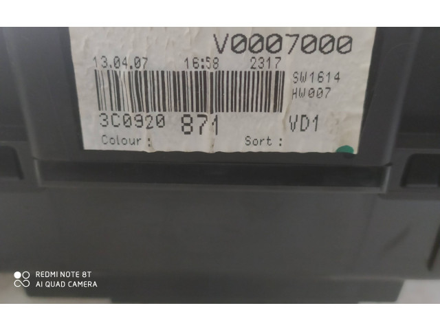 Přístrojová deska Volkswagen PASSAT B6 2009 3C0920871, V0007000