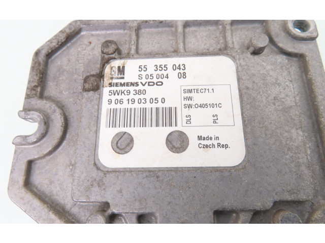 Блок управления двигателем Блок управления 5WK9380, 55355043   Opel Meriva A