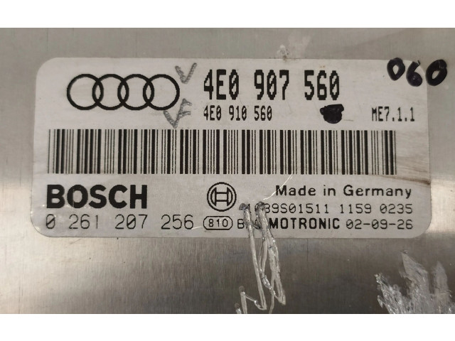 Блок управления двигателя 4E0907560, 0261207256   Audi A8 S8 D2 4D