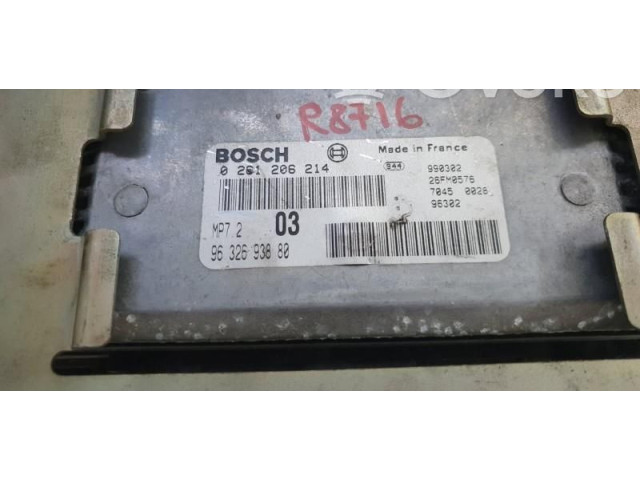 Блок управления двигателем Блок управления 0261206214, 9632693880   Peugeot 306