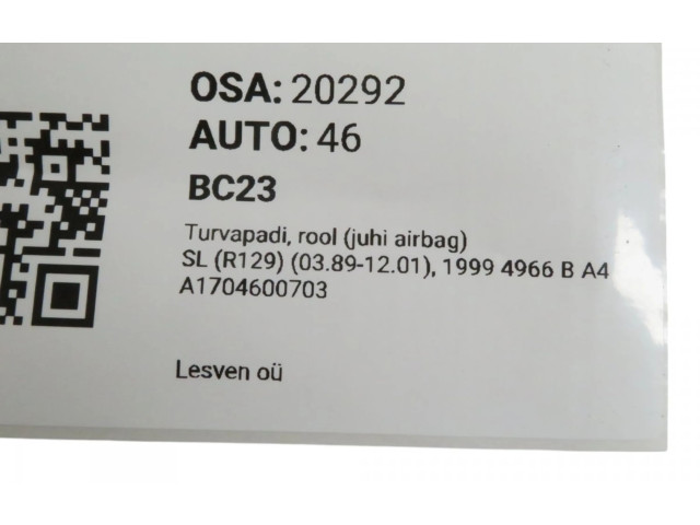 Подушка безопасности водителя A1704600703, A1704600703   Mercedes-Benz SL R129