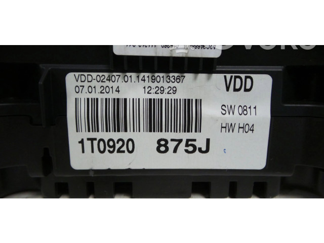 Панель приборов 1T0920875J, 1419013367   Volkswagen Touran II       