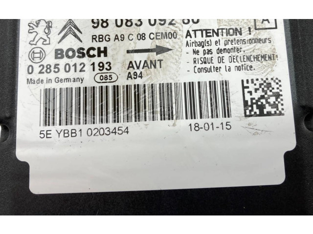 Блок подушек безопасности 9808309280, 0285012193 Peugeot 2008 I