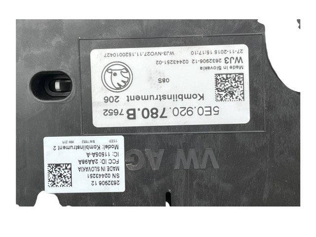 Панель приборов 5E0920780B, 283290612 Skoda Octavia Mk3 (5E)