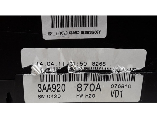 Přístrojová deska Volkswagen PASSAT B7 2012 3AA920870A