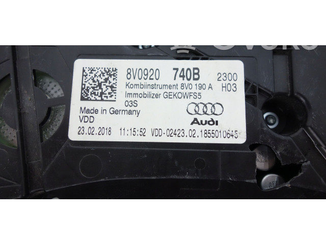 Панель приборов 8V0920740B, 8V0920740B Audi A3 S3 8V