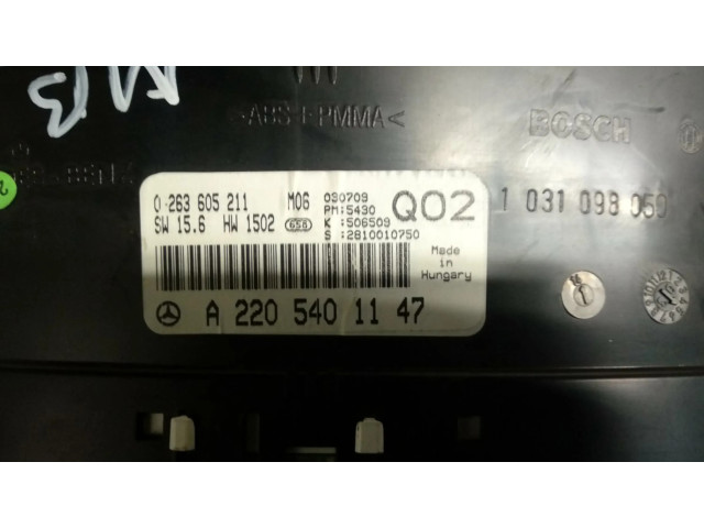 Přístrojová deska Mercedes-Benz S W220 2003 0263605211, A2205401147