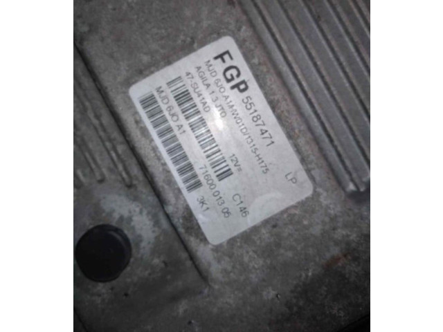 Блок управления двигателем ECU 55187471 Opel Agila A