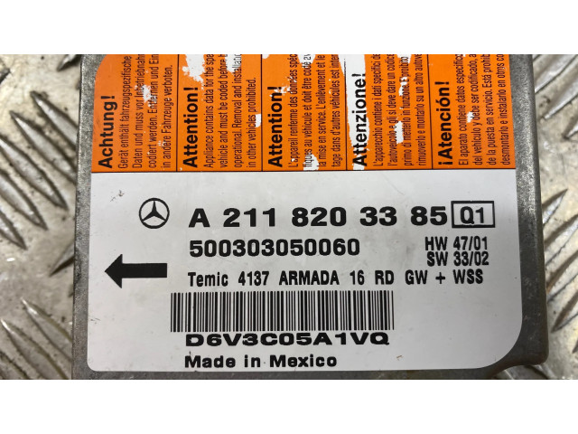 Блок подушек безопасности A2118203385, D6V3C05A1VQ   Mercedes-Benz E W211