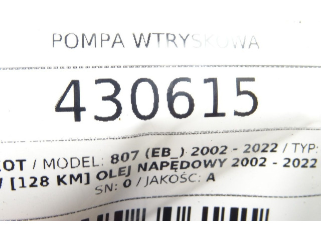 Vstřikovací čerpadlo Peugeot 807