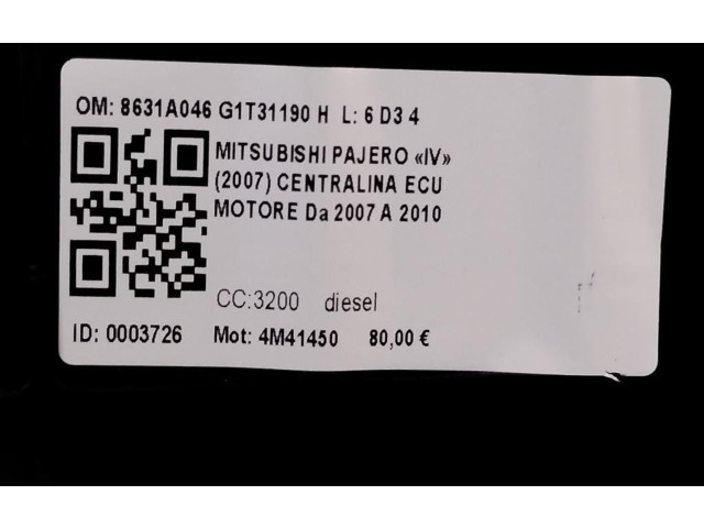 Řídící jednotka 8631A046G1T31190H, 4M41450 Mitsubishi Pajero 2007
