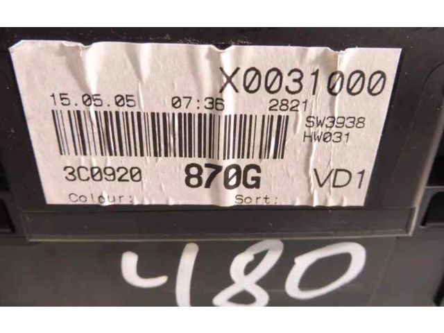 Přístrojová deska Volkswagen Passat Alltrack 2005 3C0920870G, A2C53117187