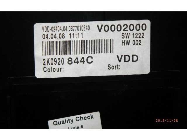 Přístrojová deska  Volkswagen Caddy 2008 2K0920842DVFKZ  