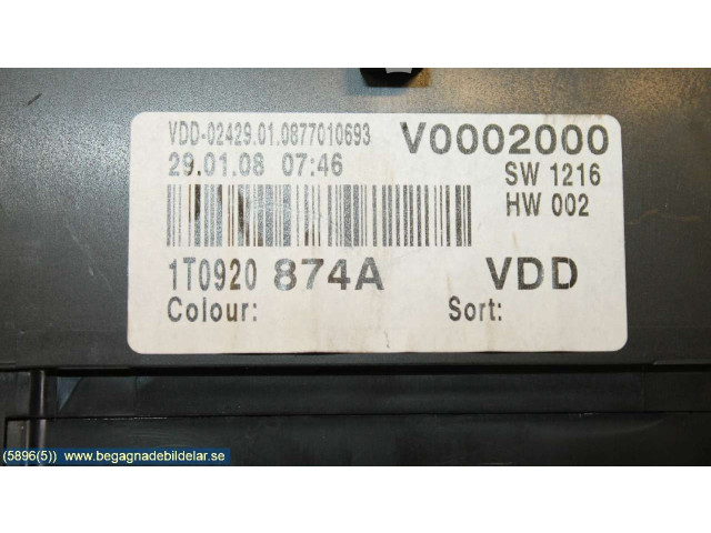 Панель приборов 1T0920874AXZ02, 110080379 Volkswagen Caddy