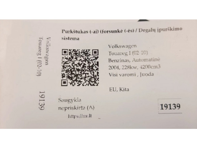 Vstřikovač 077133551M, 0280155921 Volkswagen Touareg I pro benzínový motor 4.2