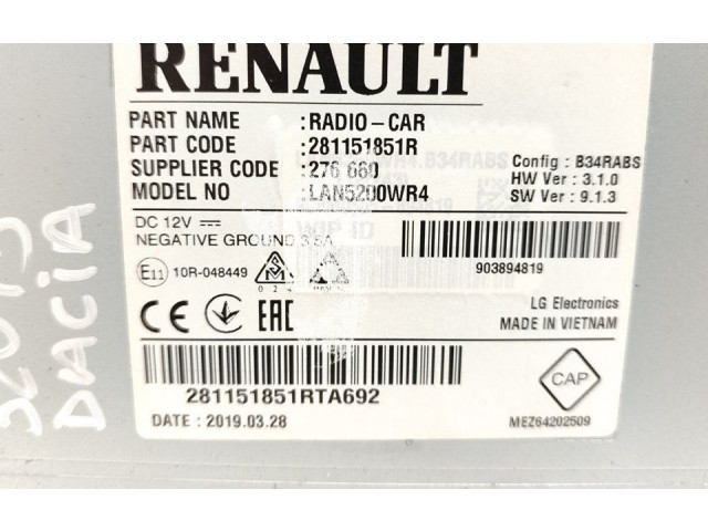 Турбина Радио/ проигрыватель CD/DVD / навигация Dacia Lodgy 281151851R для двигателя K9KG6