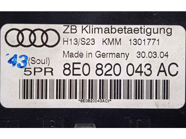 Блок управления климат-контролем 8E0820043AC Audi A4 Allroad
