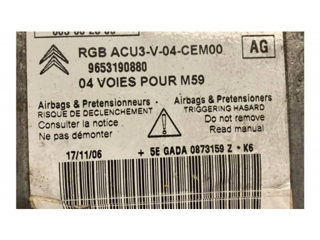 Блок подушек безопасности 9653190880, 603602500 Citroen Berlingo