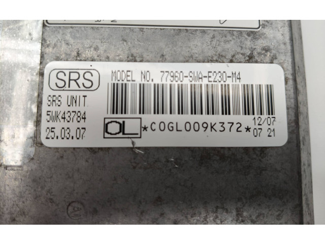 Блок подушек безопасности 77960SWAE230M4, 5WK43784 Honda CR-V