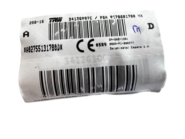 Подушка безопасности в сиденье 34126097C, 9678681780 Citroen C4 II Picasso