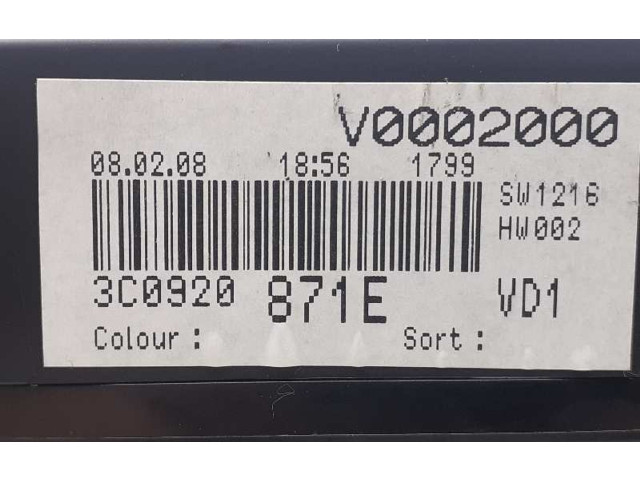 Přístrojová deska Volkswagen Passat Alltrack 2008 3C0920871E