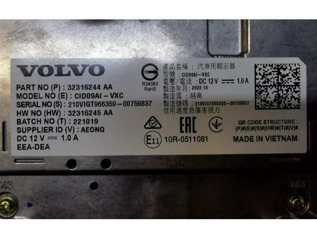 Дисплей 32316244AA, CID09AIVXC Volvo S60