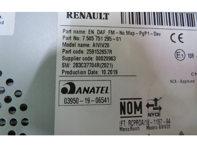 Дисплей 259152657R Dacia Duster II