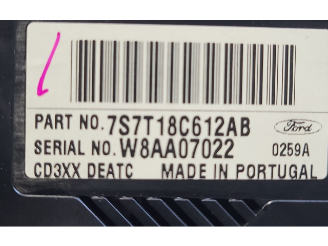 Блок управления климат-контролем 7S7T18C612AB, W8AA07022 Ford S-MAX