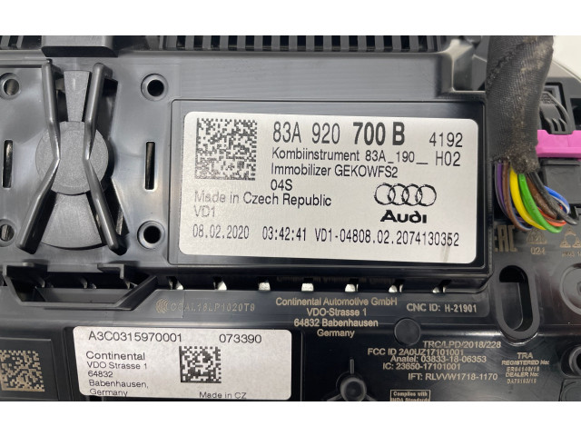 Панель приборов 83A920700B, A3C0315970001 Audi Q3 F3