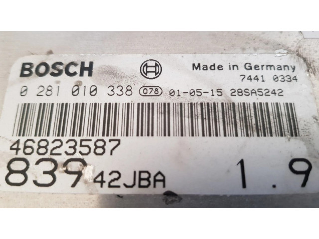 Блок управления двигателя 0281010338, 46823587 Lancia Lybra