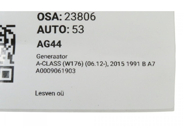 Генератор A0009061903, A0009061903 Mercedes-Benz A W176