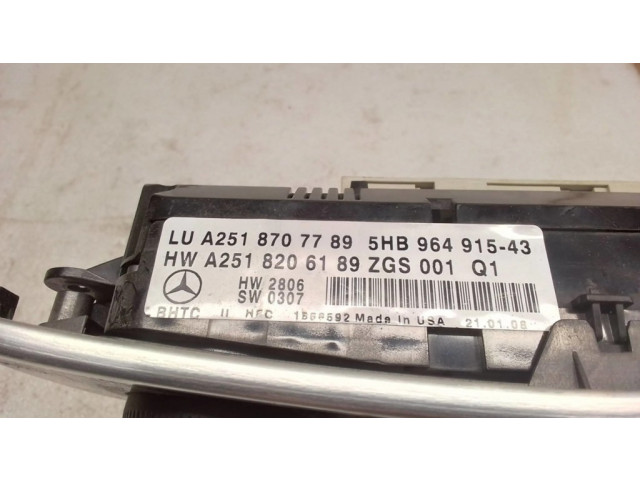 Блок управления климат-контролем A2518206189, 5HB96491543   Mercedes-Benz ML W164