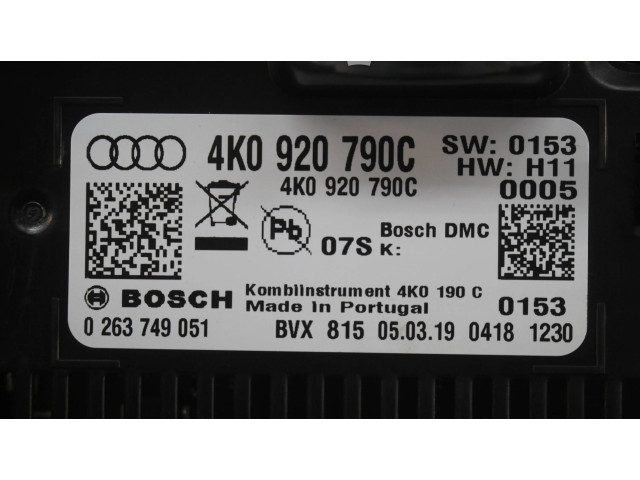 Přístrojová deska Audi A6 S6 C8 4K 2019 4K0920790C, 0263749051